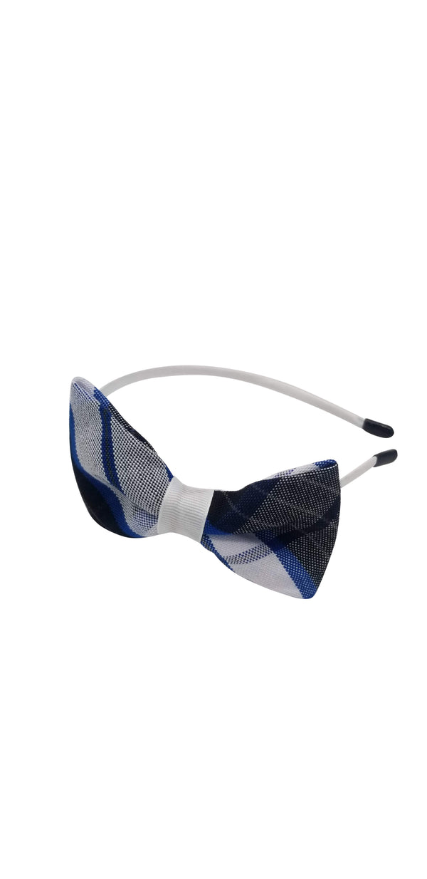 Hair Bow with Headband-Garfield Plaid