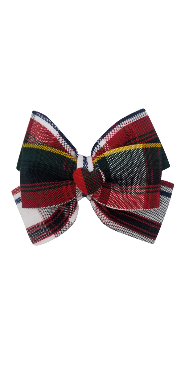 School Uniforms Heart Hair Bow-Linus Plaid