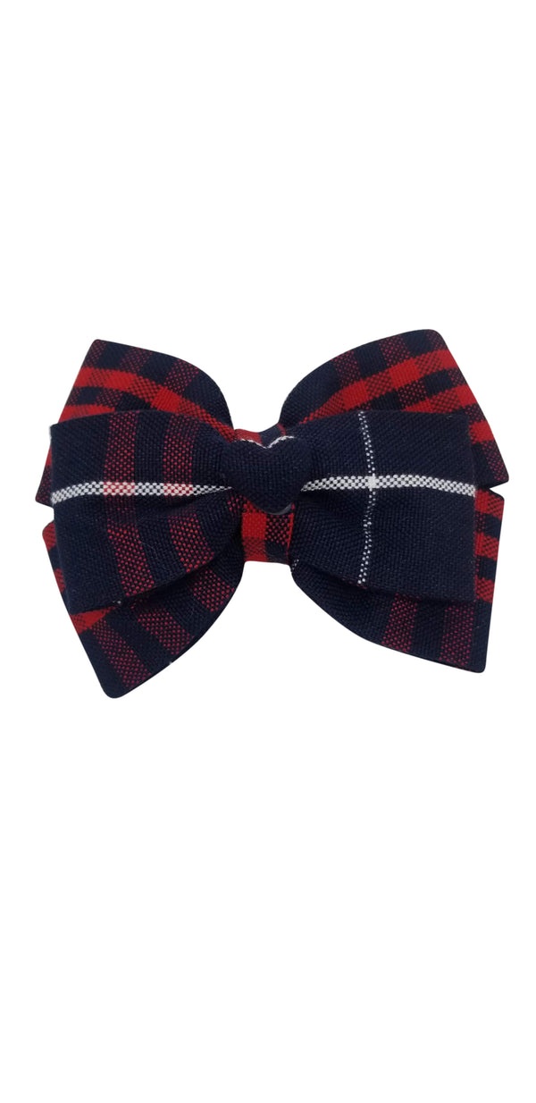 School Uniforms Heart Hair Bow- Ford Plaid