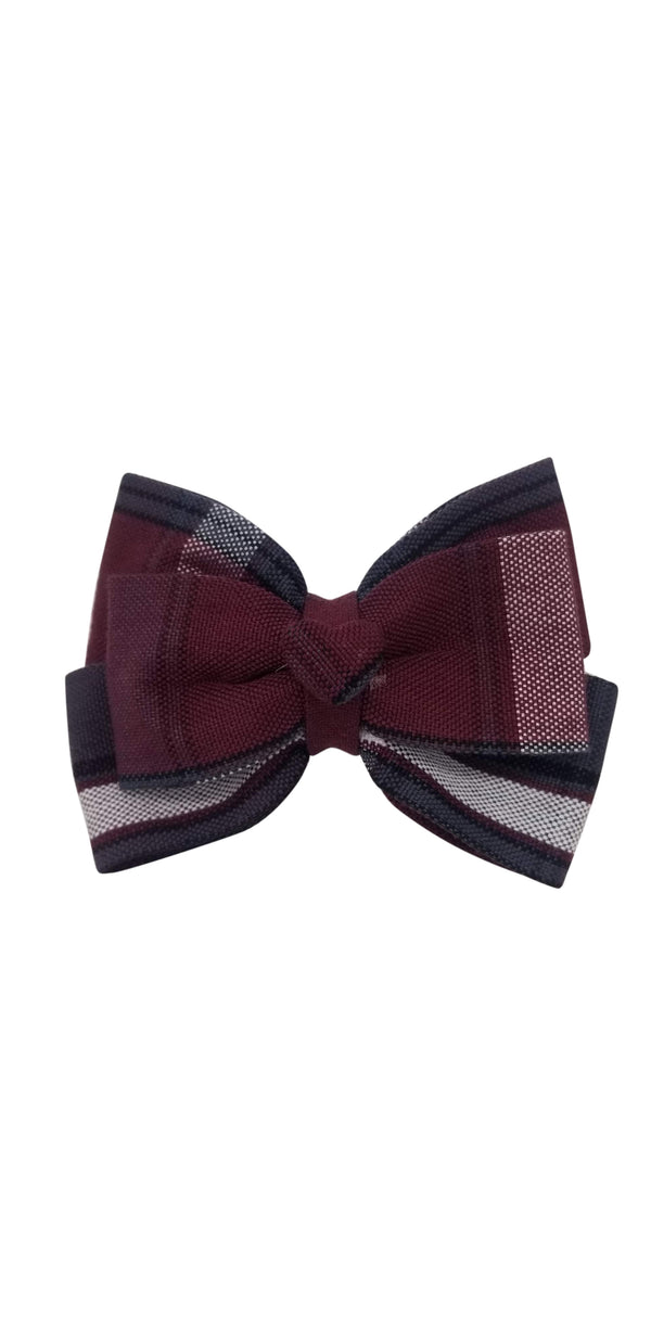 School Uniforms Heart Hair Bow- Washington Plaid