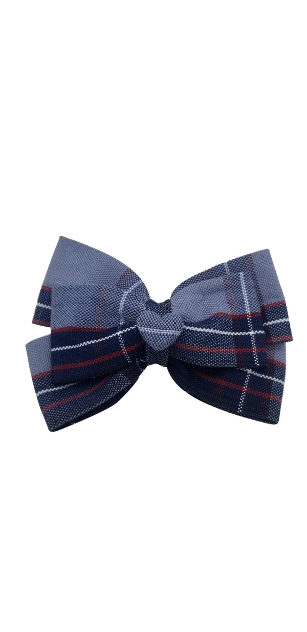 School Uniforms Heart Hair Bow-Manhattan Plaid