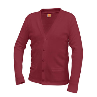 Buy crimson School Uniform Unisex Two-Pocket V-Neck Cardigan Sweater