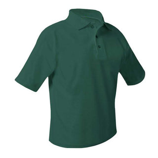 School Uniform Short Sleeve Pique Knit Polo Shirt-Dark Green/Forest Green