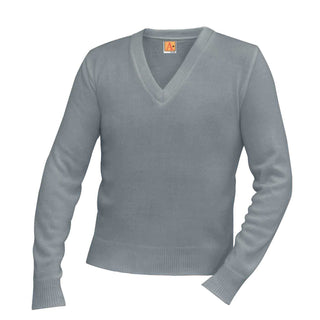 Buy grey School Uniform Unisex V-Neck Long Sleeve Pullover Sweater