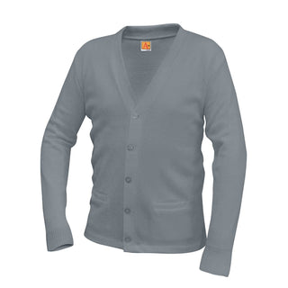 Buy grey School Uniform Unisex Two-Pocket V-Neck Cardigan Sweater