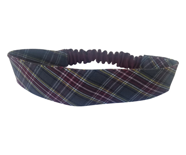 School Uniform Soft Headband- Cola Plaid