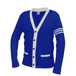 Buy royal-blue School Uniform Unisex Varisty 5-Button Contrast Cardigan, 7 Cut