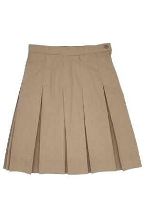 School Uniform All Pleated Solid Skirt-Khaki
