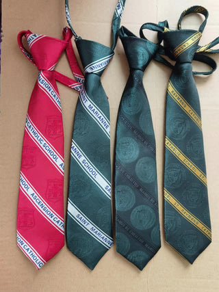 SAMPLE. School Uniform Customized Tie. Your School Name and Logo on Tie. INQUIRE ABOUT US BEING YOUR SCHOOL UNIFORM VENDOR.