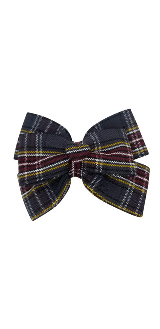 School Uniforms Heart Hair Bow-Cola Plaid