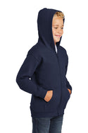Littleton Academy Unisex Full-Zip Hooded Fleece Sweatshirt with Littleton Logo. Navy. ALL GRADES