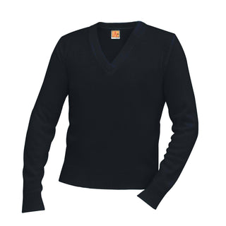 Buy black School Uniform Unisex V-Neck Long Sleeve Pullover Sweater
