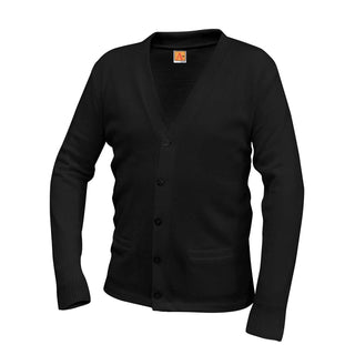 Buy black School Uniform Unisex Two-Pocket V-Neck Cardigan Sweater
