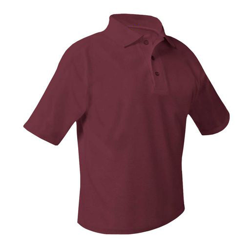 Desert Springs Pique Knit Polo Shirt w/School Logo-Burgundy (K-12TH)