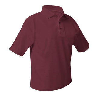 School Uniform Short Sleeve Pique Knit Polo Shirt-Burgundy/Maroon