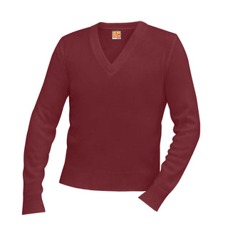Buy maroon School Uniform Unisex V-Neck Long Sleeve Pullover Sweater