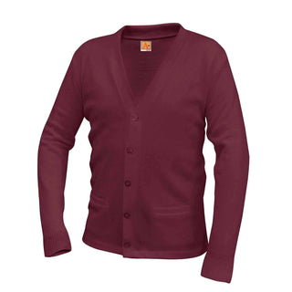 Buy maroon School Uniform Unisex Two-Pocket V-Neck Cardigan Sweater