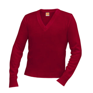 Buy crimson School Uniform Unisex V-Neck Long Sleeve Pullover Sweater