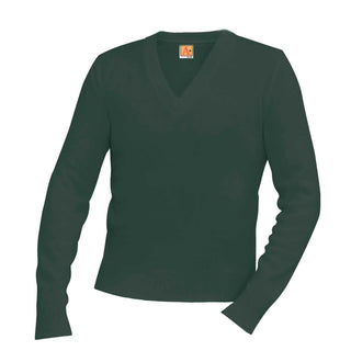 Buy dark-green School Uniform Unisex V-Neck Long Sleeve Pullover Sweater