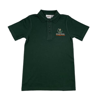 Nona Park Montessori School Green Jersey Knit Polo Shirt w/Embroidery Logo