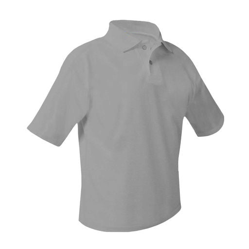School Uniform Short Sleeve Pique Knit Polo Shirt-Grey