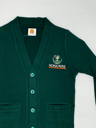 Nona Park Montessori School Two-Pocket V-Neck Cardigan Sweater w/Embroidery Logo