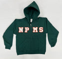 Nona Park Montessori School Full-Zip Hooded Sweatshirt w/Chenille School Initials w/Orange Nona Border