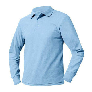 St. Mary School (Los Angeles, California) Long Sleeve Polo Shirt-Light Blue w/Circle Logo. TK-4TH.