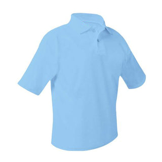 School Uniform Short Sleeve Pique Knit Polo Shirt-Light Blue