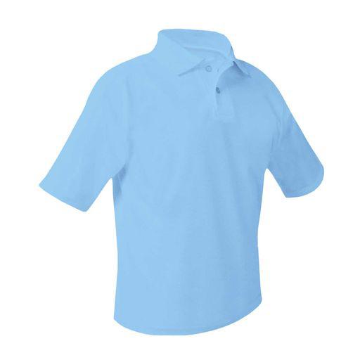 St. Mary School (Los Angeles, California) Short Sleeve Polo Shirt-Light Blue w/Circle Logo. TK-4TH. REQUIRED FOR MASS DAY.