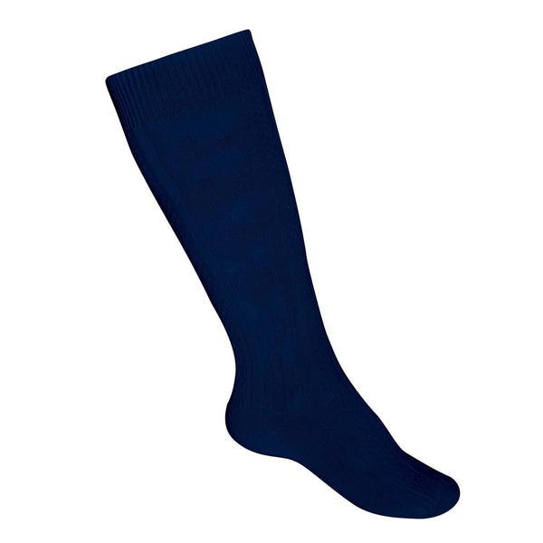 St. Matthews Girls (MT) Cable-Knee-Hi Socks. White, Red, and Navy