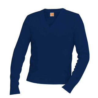 Buy navy School Uniform Unisex V-Neck Long Sleeve Pullover Sweater