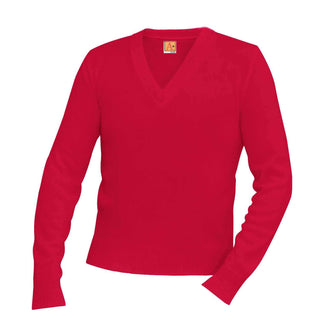 Buy red School Uniform Unisex V-Neck Long Sleeve Pullover Sweater