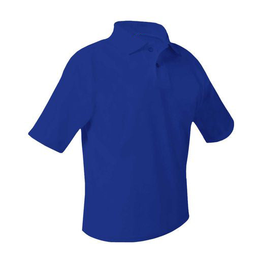 School Uniform Short Sleeve Pique Knit Polo Shirt-Royal Blue