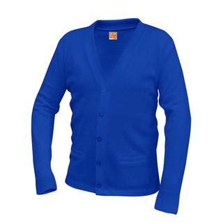 Buy royal-blue School Uniform Unisex Two-Pocket V-Neck Cardigan Sweater