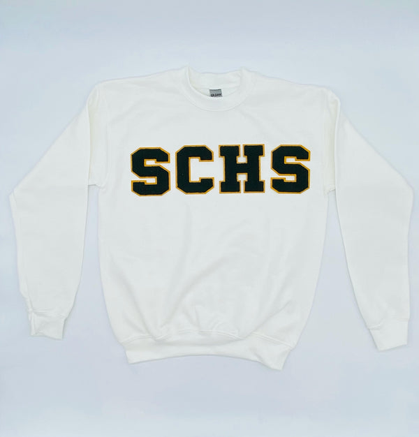 SAMPLE. School Uniform Chenille School Initials Sweater. AVAILABLE FOR OUR SCHOOLS. INQUIRE ABOUT US BEING YOUR SCHOOL VENDOR
