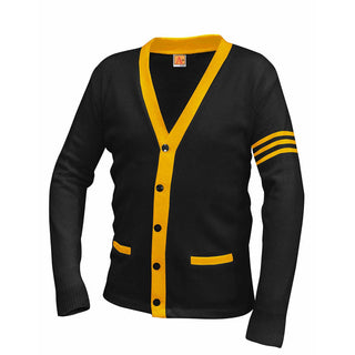 Buy black School Uniform Unisex Varisty 5-Button Contrast Cardigan, 7 Cut