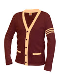 School Uniform Unisex Varisty 5-Button Contrast Cardigan, 7 Cut
