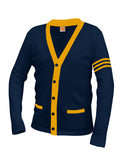 School Uniform Unisex Varisty 5-Button Contrast Cardigan, 7 Cut