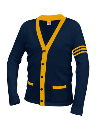 Buy gold School Uniform Unisex Varisty 5-Button Contrast Cardigan, 7 Cut