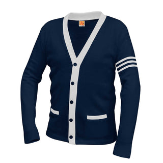 Buy navy School Uniform Unisex Varisty 5-Button Contrast Cardigan, 7 Cut