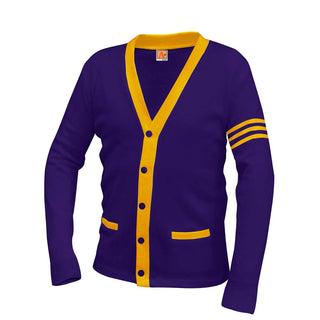 Buy purple School Uniform Unisex Varisty 5-Button Contrast Cardigan, 7 Cut