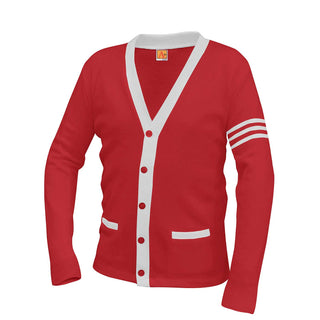 Buy red School Uniform Unisex Varisty 5-Button Contrast Cardigan, 7 Cut