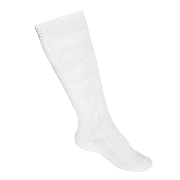 St. Patrick School Girls Cable-Knee-Hi Socks-White.