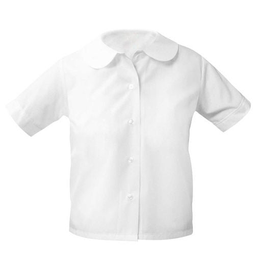 GSBH Short Sleeve Peter Pan Blouse w/School Logo, White. (PreK-4TH). MASS DAY REQUIRED.