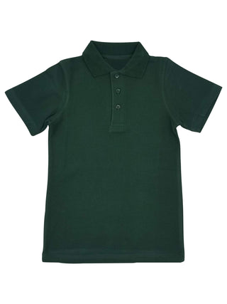 Buy dark-green School Uniform Short Sleeve Jersey Knit Polo Shirt