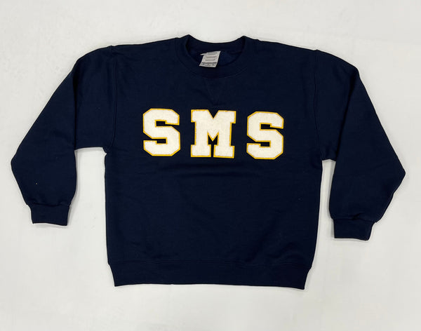 SMS. St. Matthews (MT) Collegiate Chenille SWEATSHIRT. Navy. (K-8TH)