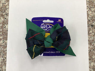 Spring Valley Plaid Hair Bow with Back Ribbon