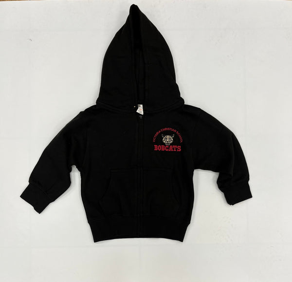 Victoria Christian School Full-Zip Hooded Fleece Sweatshirt w/School Logo-Super Heavy Weight