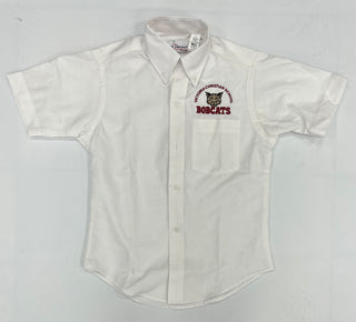 Victoria Christian School Boys and Mens Short Sleeve Oxford Shirt w/School Logo-REQUIRED FOR KINDERGARTEN TO 5TH.